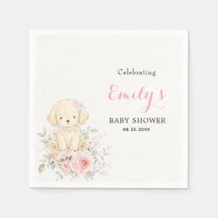 Servilleta De Papel Niña Dorada Floral Cachorro Retriever