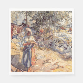 Servilleta De Papel Niña en la pradera (niño con animales de granja)