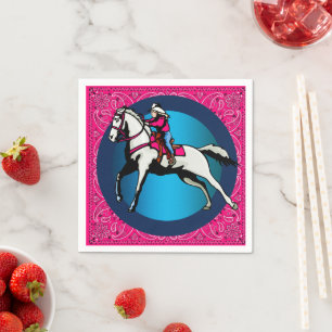 Servilleta De Papel Niña Fiesta occidental que viaja a caballo Bandana