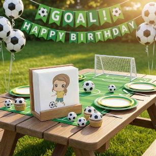 Servilleta De Papel Niña jugando fútbol Deportes infantiles adorables