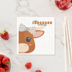 Servilleta De Papel Niña Longhorn Naranja quemada Baby Shower