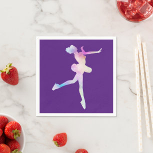 Servilleta De Papel Niña patinando sobre hielo con acuarela