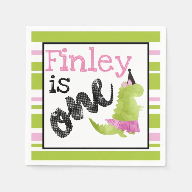 Servilleta De Papel Niña pequeña Dinosaurio Tutu Dinosaur Ballerina Ro (Anverso)