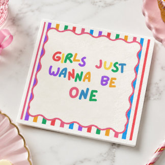 Servilleta De Papel Niñas Coloridas Cumpleañeras Quieren Ser Una Sola