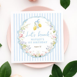 Servilleta De Papel Niñas Lazo Azul Floral Limón