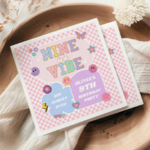 Nine Is A Vibe Preppy Patch Fiesta de cumpleaños n