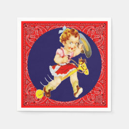 Servilleta De Papel Niñita Fiesta Occidental En Caballo Palo