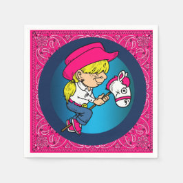 Servilleta De Papel Niñita Fiesta Occidental En Caballo Palo 2