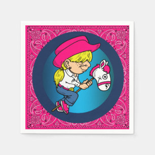 Servilleta De Papel Niñita Fiesta Occidental En Caballo Palo 2