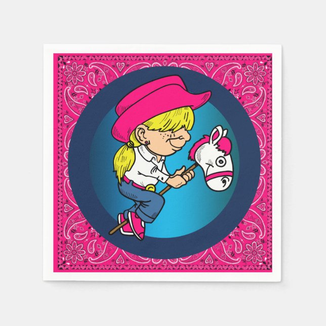 Servilleta De Papel Niñita Fiesta Occidental En Caballo Palo 2 (Anverso)