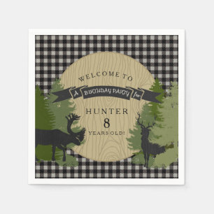 Servilleta De Papel Niñito Cumpleaños Gray Black Deer Antlers Moose