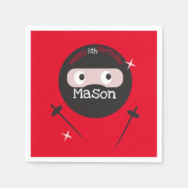 Servilleta De Papel Ninja Martial Arts Karate Boys Cumpleaños (Anverso)