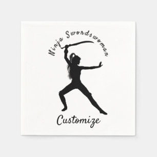 Servilleta De Papel Ninja Swordswoman Silhouette Thunder_Cove