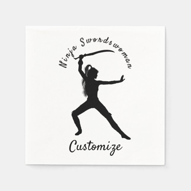 Servilleta De Papel Ninja Swordswoman Silhouette Thunder_Cove (Anverso)
