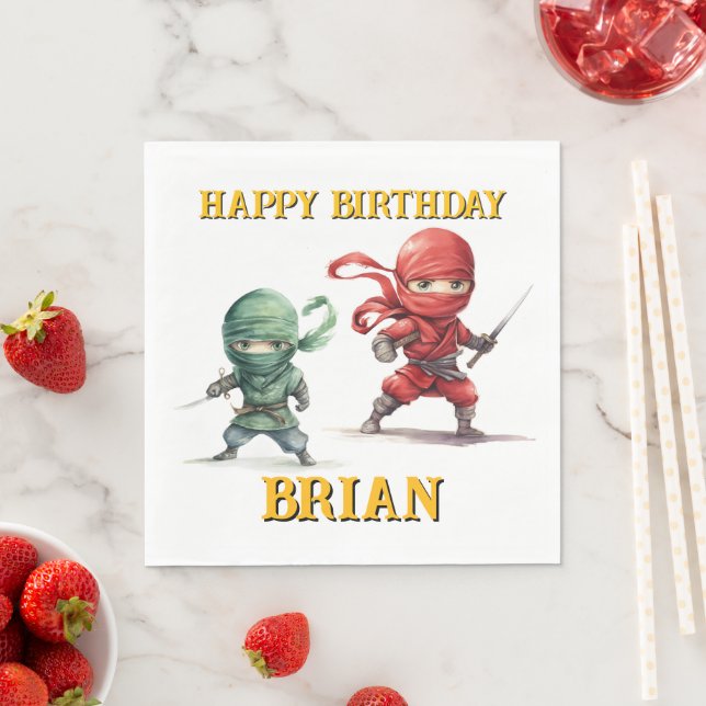 Servilleta De Papel Ninja Warrior Birthday Party (In situ)