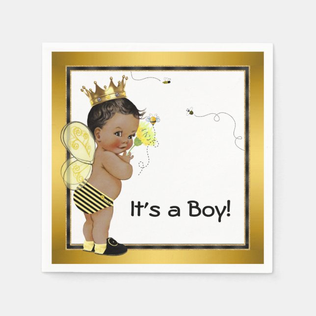 Servilleta De Papel Niño afroamericano arrumbando Baby Shower (Anverso)