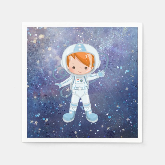 Servilleta De Papel Niño astronauta Espacio exterior (Anverso)