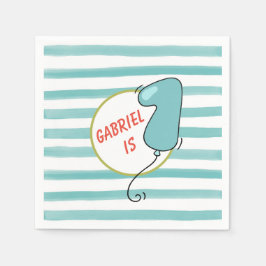 Servilleta De Papel Niño Balón acuarela Primer cumpleaños