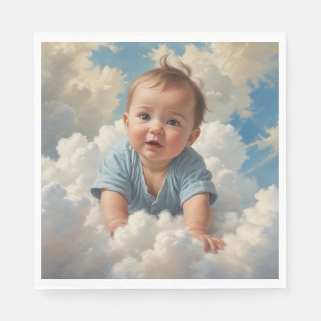 Servilleta De Papel Niño bebé en la nube (Anverso)