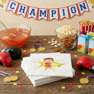 Servilleta De Papel Niño Boxeador con Guantes Rojos y Shorts