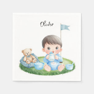 Servilleta De Papel Niño de golf en green de putting