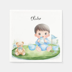 Servilleta De Papel Niño de golf en green de putting