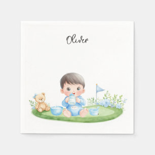 Servilleta De Papel Niño de golf en green de putting