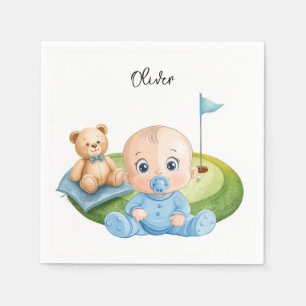 Servilleta De Papel Niño de golf en green de putting