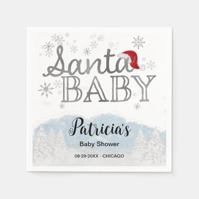 Servilleta De Papel Niño de Santa Navidad Baby Shower (Anverso)