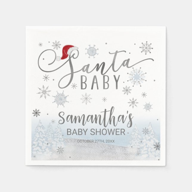 Servilleta De Papel Niño de Santa Navidad Baby Shower (Anverso)