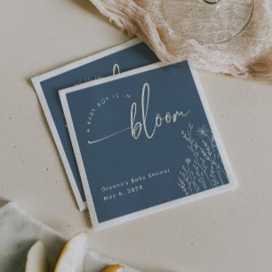 Servilleta De Papel Niño en Bloom - Napkin Baby Shower azul y agitado