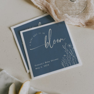 Servilleta De Papel Niño en Bloom - Napkin Baby Shower azul y agitado