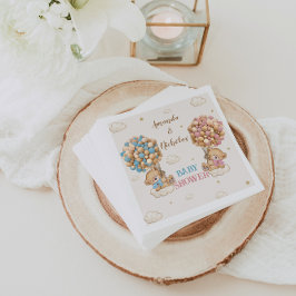 Servilleta De Papel Niño gemelo Chica ducha globos de oso azul rosado