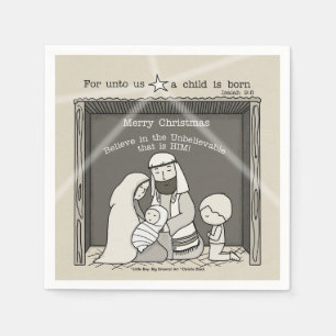 Servilleta De Papel Niño pequeño en la Navidad Manger-Merry