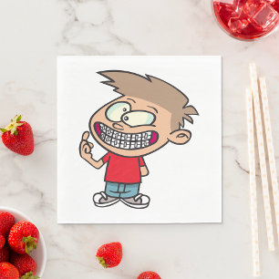 Servilleta De Papel Niño Personalizado gracioso con braces sonríe