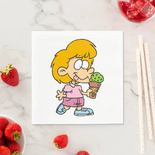 Servilleta De Papel Niño Personalizado lindo comiendo helado