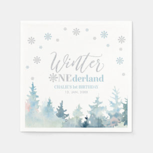 Servilleta De Papel Niño Plateado y Azul Invierno Onederland 1er Cumpl
