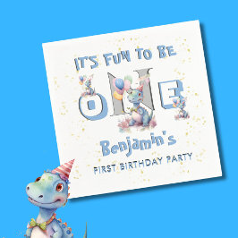 Servilleta De Papel Niño Primer cumpleaños Diversión Un Dinosaurio