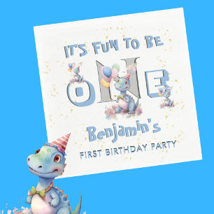 Servilleta De Papel Niño Primer cumpleaños Diversión Un Dinosaurio Lun