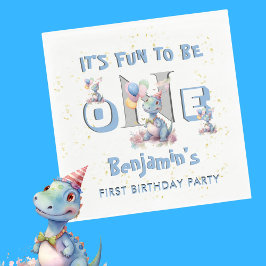 Servilleta De Papel Niño Primer cumpleaños Diversión Un Dinosaurio Lun