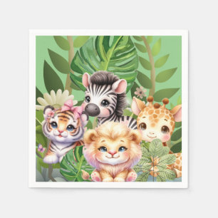 Servilleta De Papel Niño Salvaje Animales Kawaii de la Jungla