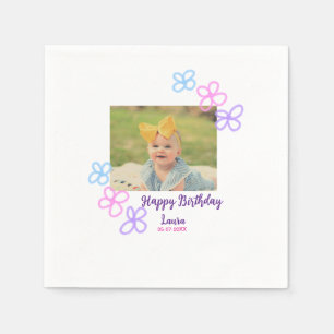 Servilleta De Papel Niños bebé primer cumpleaños añadir fecha añadir f