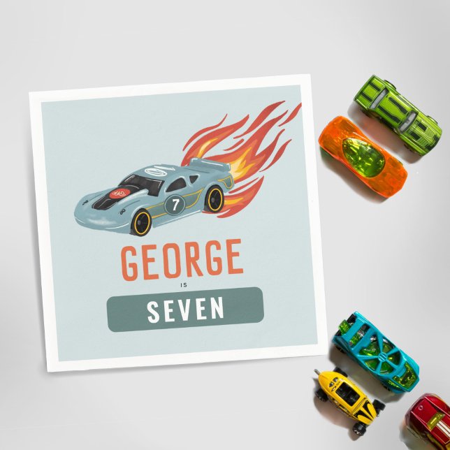 Servilleta De Papel Niños Carreras azul caliente Coche Niños Cumpleaño (Subido por el creador)