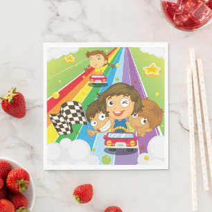 Servilleta De Papel Niños Carreras En Las Toallas Del Arcoiris