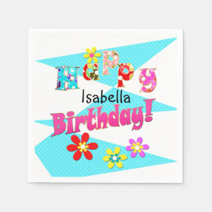 Servilleta De Papel Niños color azul claro rosa blanco y personalizado