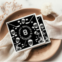 Servilleta De Papel Niños con temas de hockey negros y blancos Fiesta