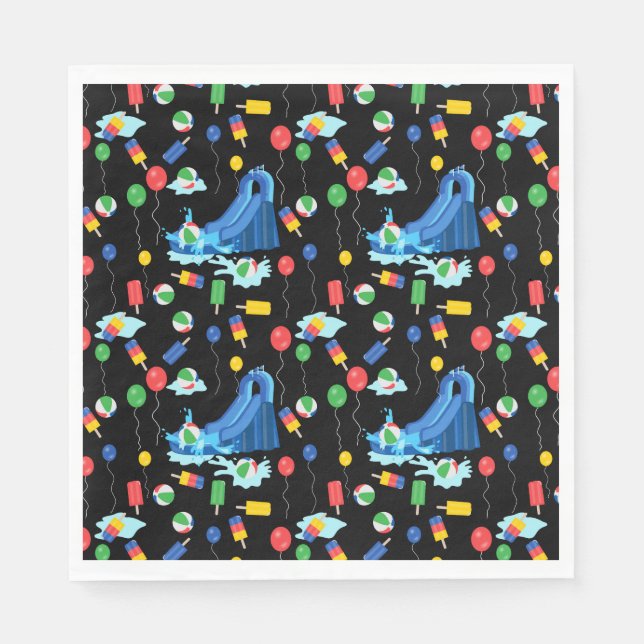 Servilleta De Papel Niños con tobogán acuático Chica de verano (Anverso)