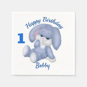 Servilleta De Papel Niños conejitos azules 1er cumpleaños Personalizar