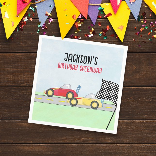 Servilleta De Papel Niños Cumpleaños Personalizado de coches de carrer (Subido por el creador)