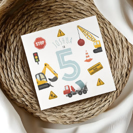 Servilleta De Papel Niños Cute Blue Construction Kids Quinto cumpleaño